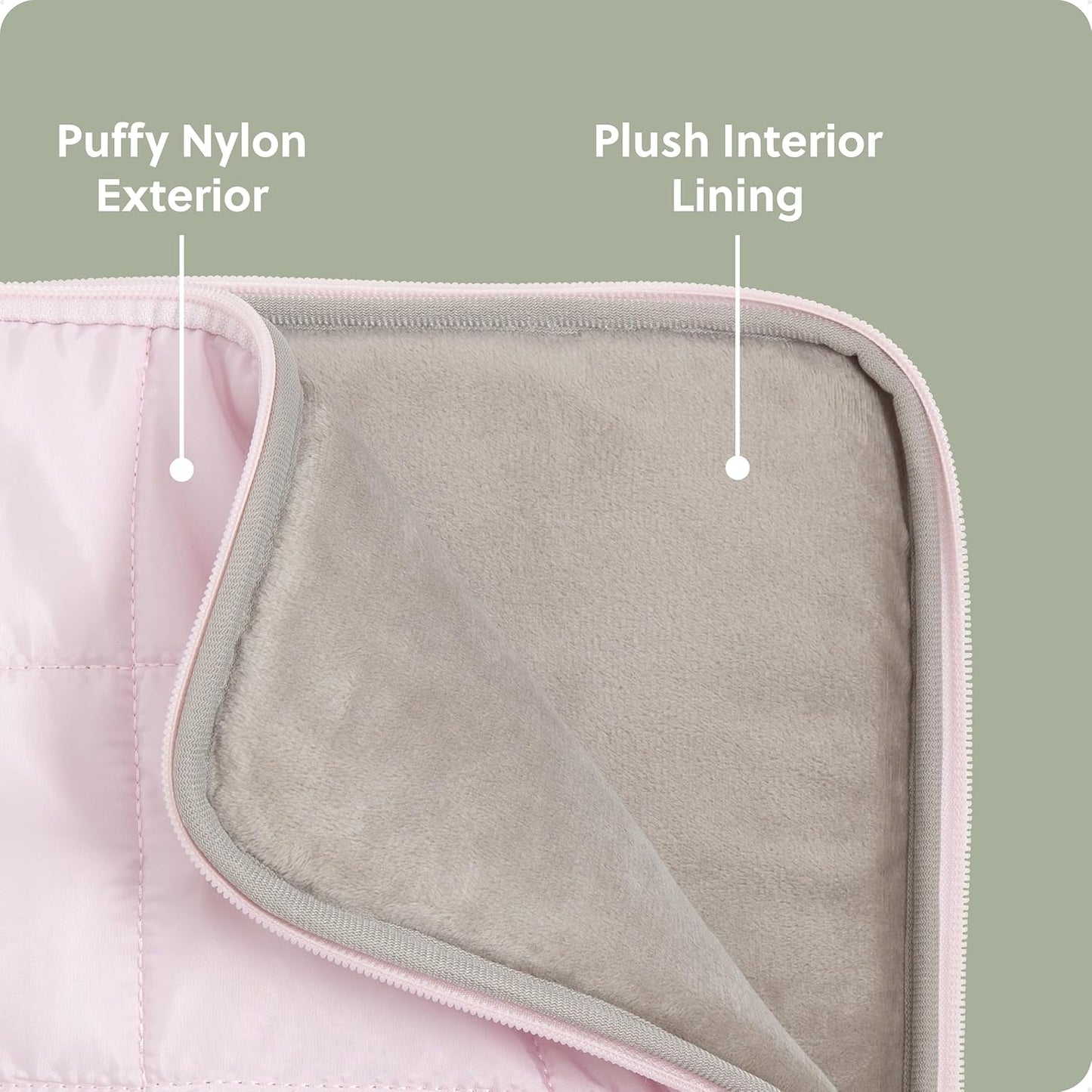 U Brands Nylon Puffer Zipping Medium Laptop Sleeve, 9.75" x 13", Computer Accessories, Laptop Bag for MacBook Pro, MacBook Air, Chromebook, HP Computer, Petal Pink