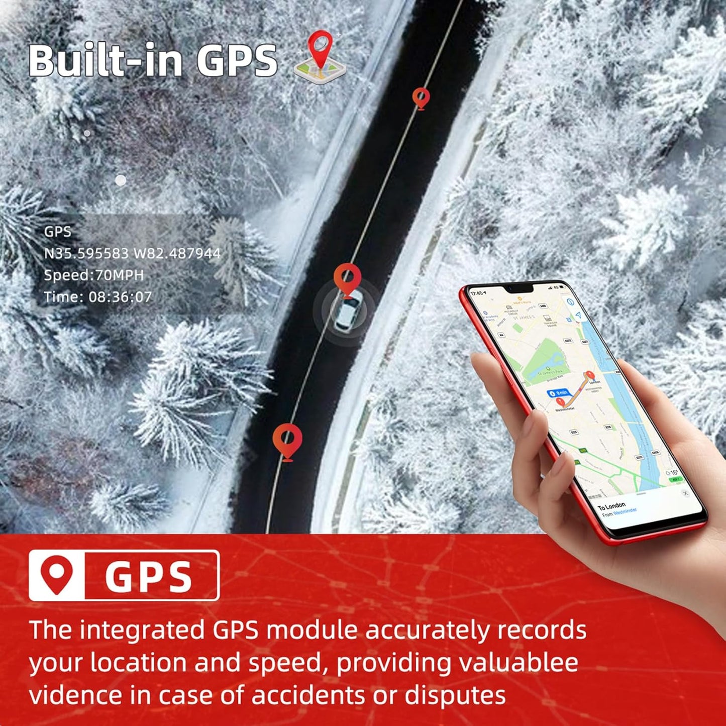 4 Channel Mirror Dash Cam, Dash Cam Front and Rear/Inside, 12’’ FHD 1080Px4 Rear View Mirror Camera, IR Night Vision for Left and Right Inside Car Camera, Built-in WiFi, GPS, Parking Monitor