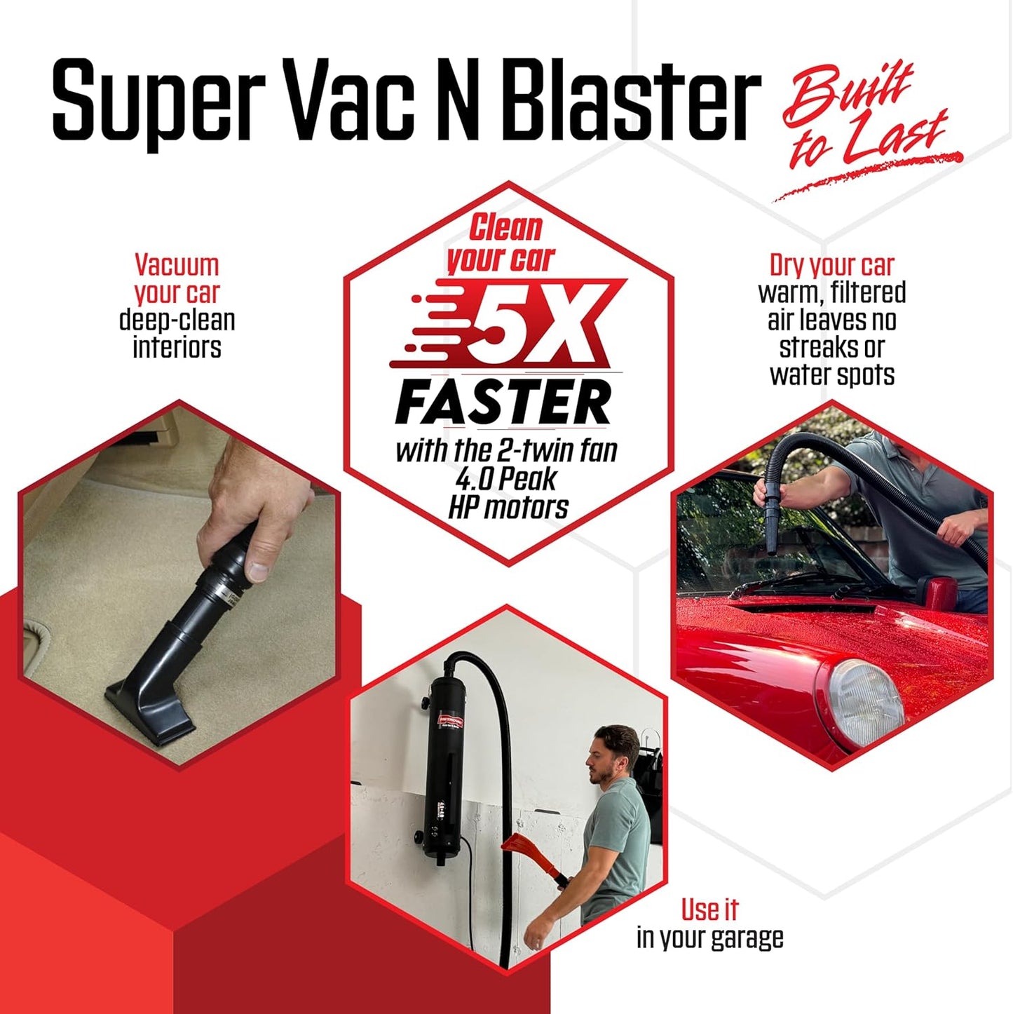 MetroVac Super Vac N Blaster Vacuum: Super Vac N Blaster 8.0 Peak HP, Model SVNB: Full Size Vac N Blaster 8.0 Peak HP Vacuum Clean