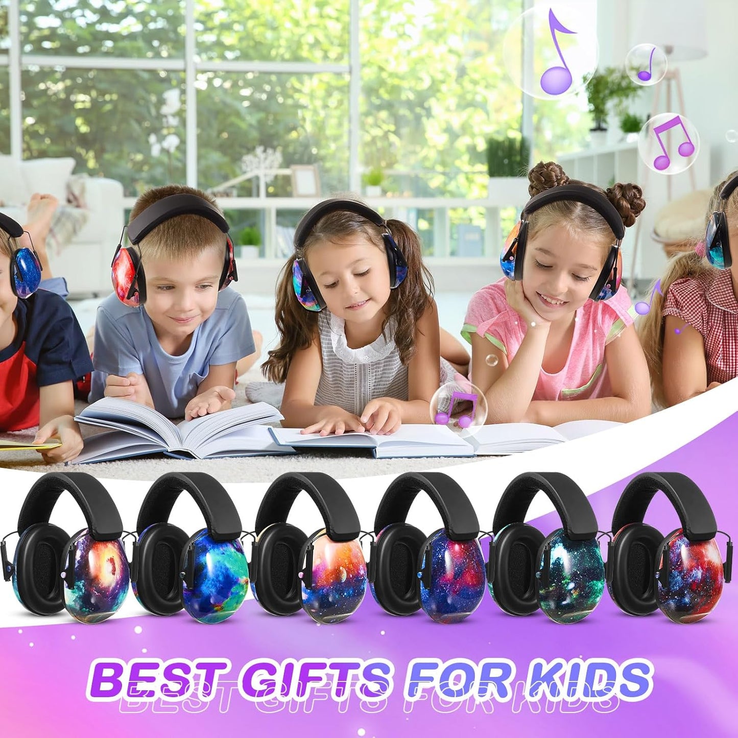 Amylove 12 Pcs Kids Ear Protection Noise Cancelling Headphones Ear Muffs Bulk 27db Adult Noise Reduction Hearing Earmuff(Universal Fit (kids & Adults),Classic Style,Starry Sky Color)