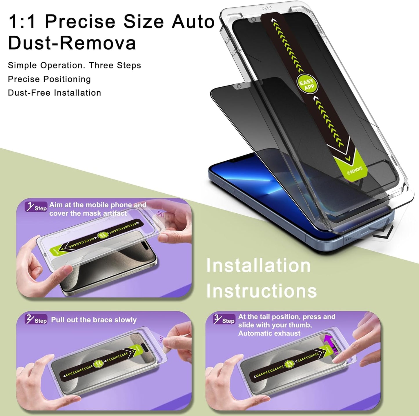 (2-Pack Matte Privacy Anti-Spy Screen Protector for iPhone 16e/13/13 Pro/14 (6.1-Inch),9H Tempered Glass,Anti-Glare,Full Coverage,Anti-Fingerprint,Auto Dust Removal,Bubble-Free