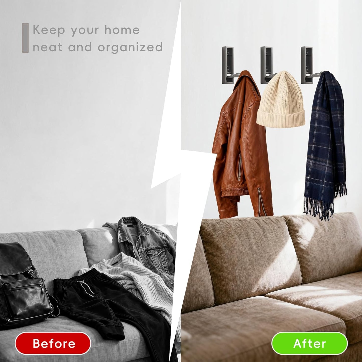 Folding Wall Hooks,4 Pack Rustproof Zinc Alloy Folding Coat Hooks,Heavy Duty Foldable Gold Wall Hooks for Hanging Clothes,Hat,Towel,Bathrobe,Key,Bag,Backpack (Gray)