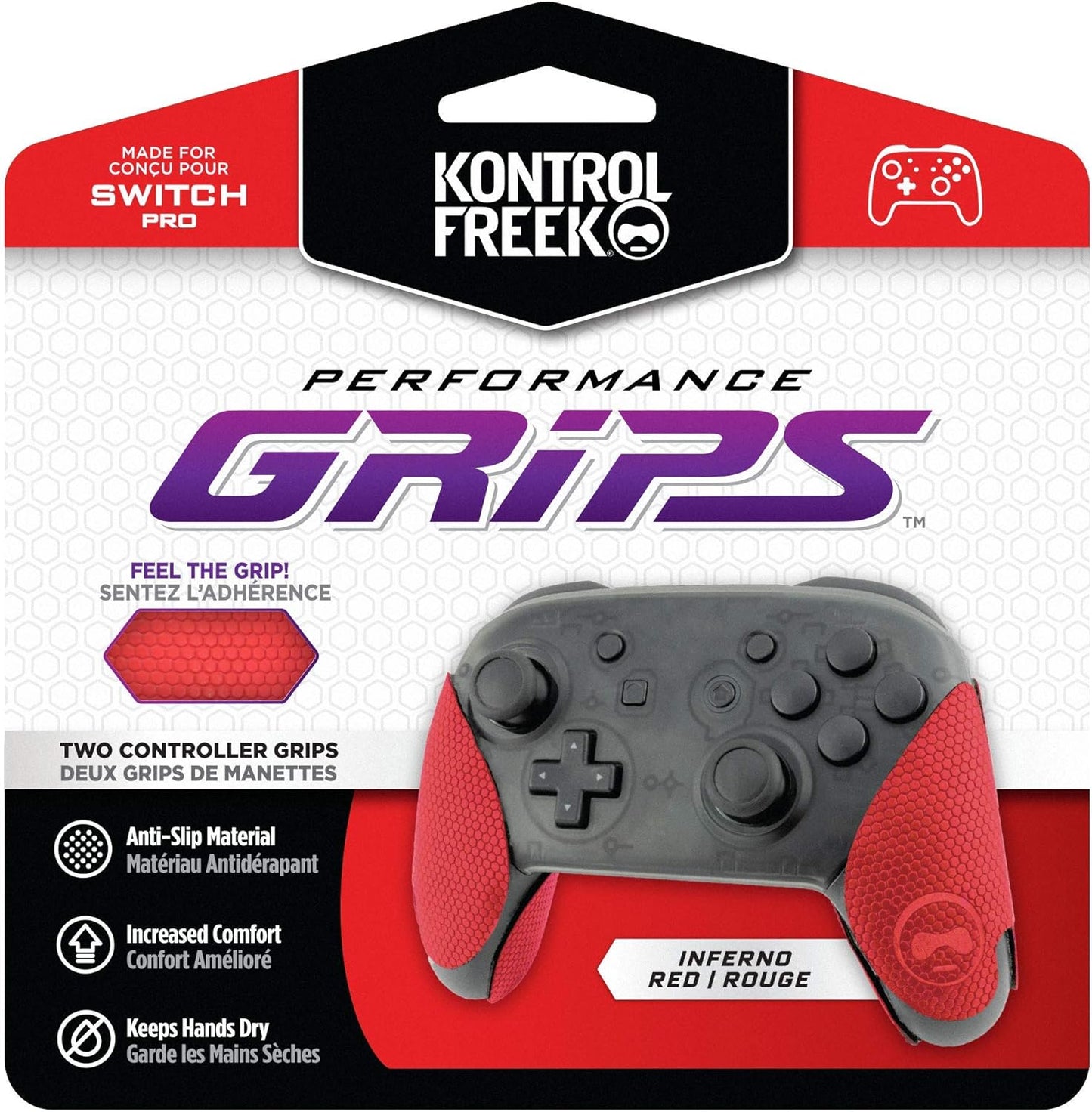 KontrolFreek Performance Grips for Nintendo Switch Pro Controller (Inferno Red)