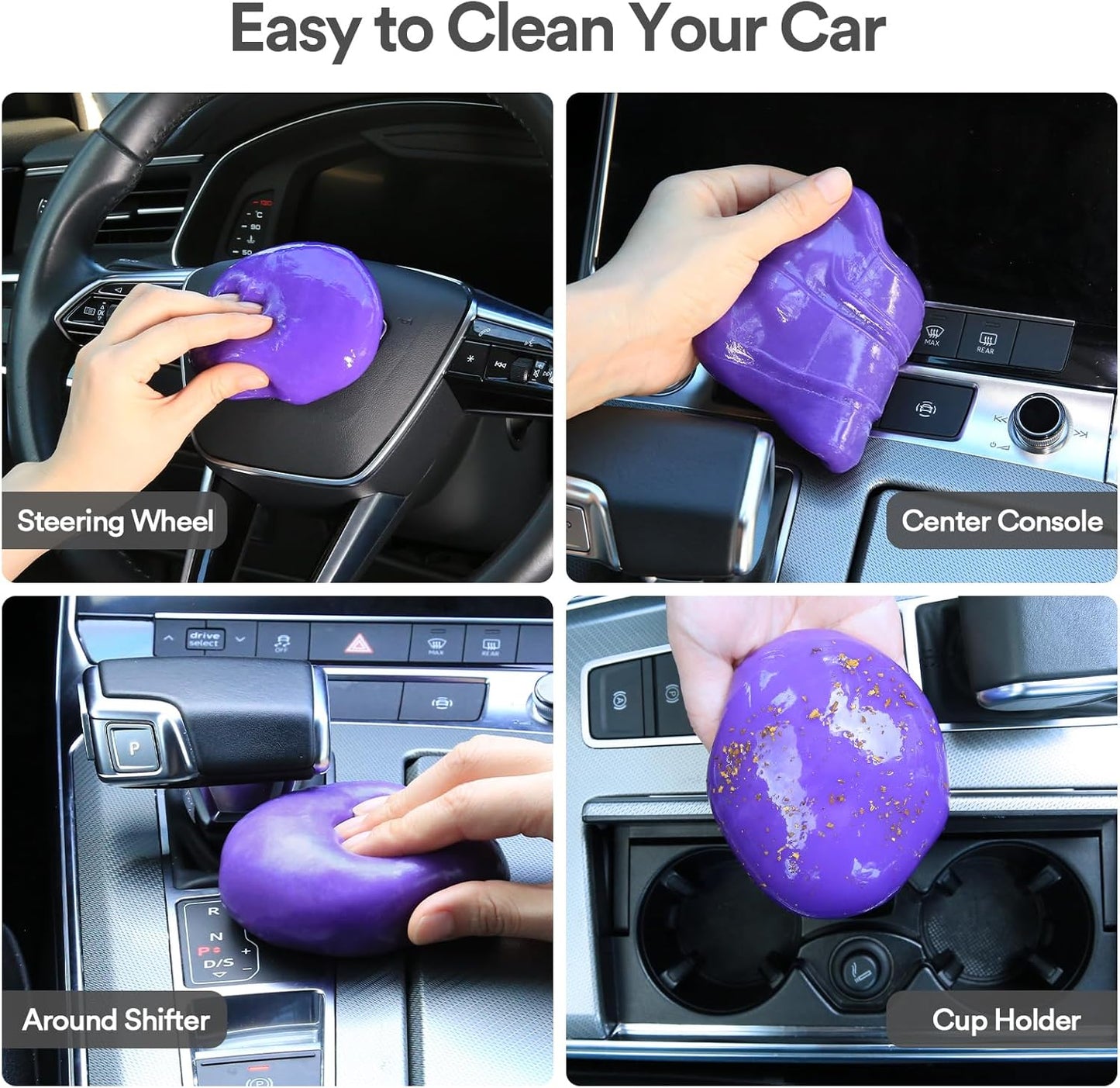 PULIDIKI Car Cleaning Gel for Car Cleaning Putty Car Putty Auto Detailing Tools Car Slime Cleaner Dust Cleaning Gel for Car Interior Cleaner Car Accessories Keyboard Cleaner Purple (4Pack)