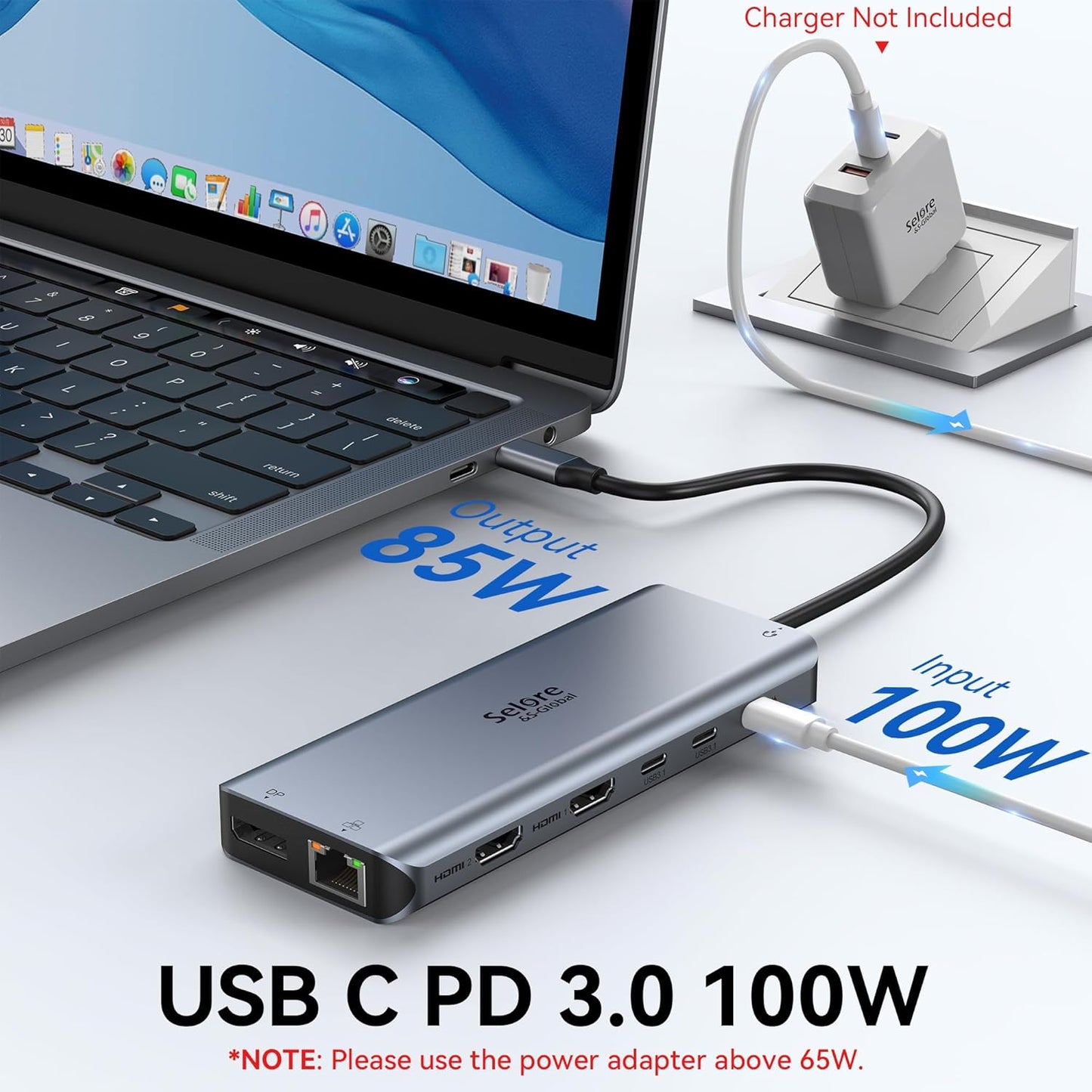 Selore Laptop Docking Station Dual Monitor, USB C Hub,USB C Docking Station with Dual HDMI,DP,10G USB A/C,100W PD,5 USB A/C Ports,Triple Display Laptop Docking Station for Dell,Hp,Lenovo,MacBook.etc