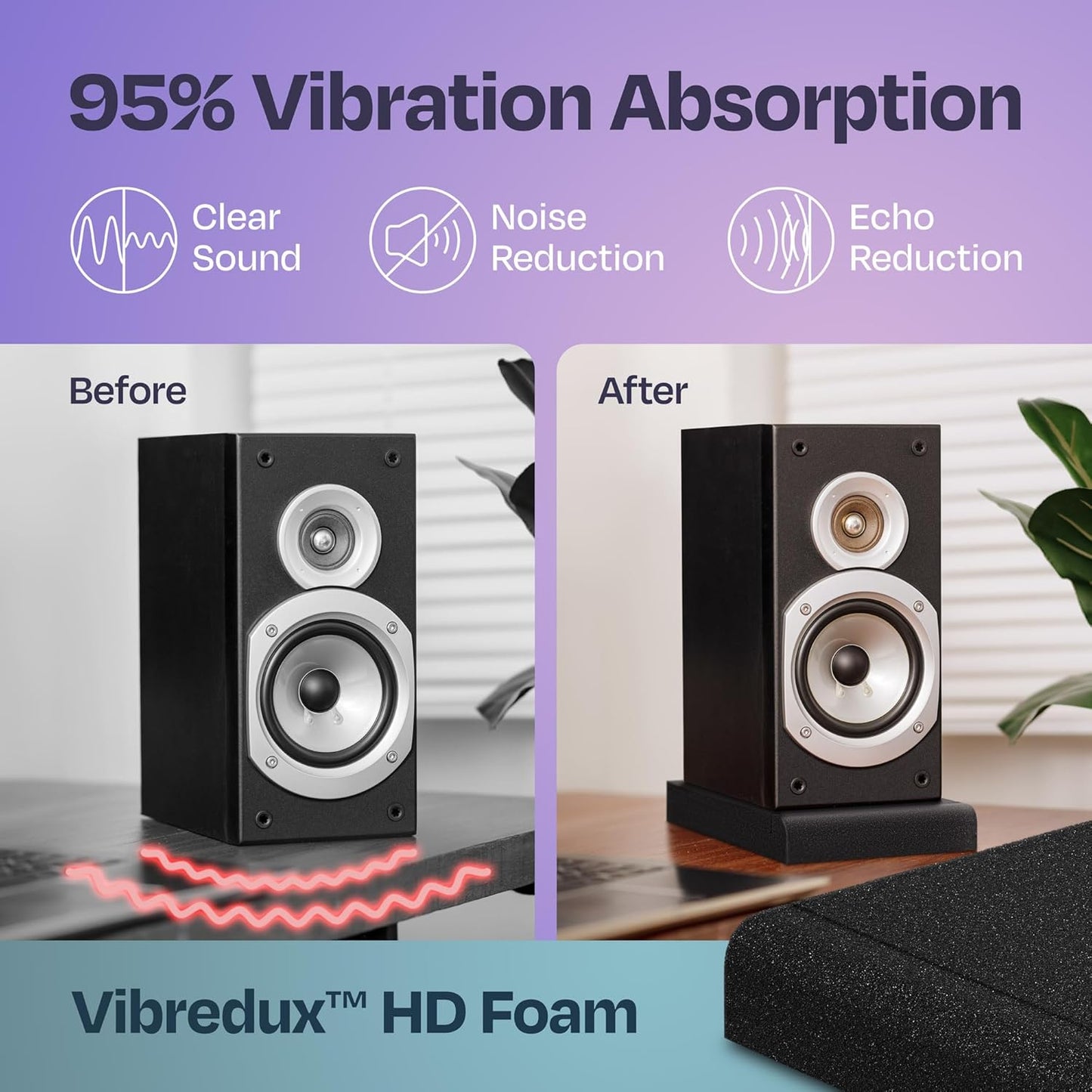 Studio Monitor Isolation Pads Premium Acoustic Foam Elevates Audio Ideal for 5 Inch Speakers Enhanced with Vibredux HD Foam for Superior Isolation