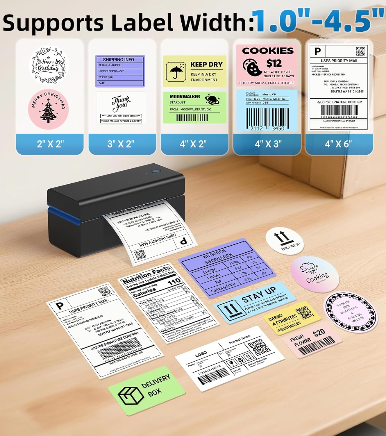 ORGSTA Bluetooth Thermal Shipping Label Printer T001-Plus Wireless 4x6 Shipping Label Printer for Small Business Support Android iPhone & Windows Widely Used for Amazon, Ebay, Shopify, Etsy, USPS