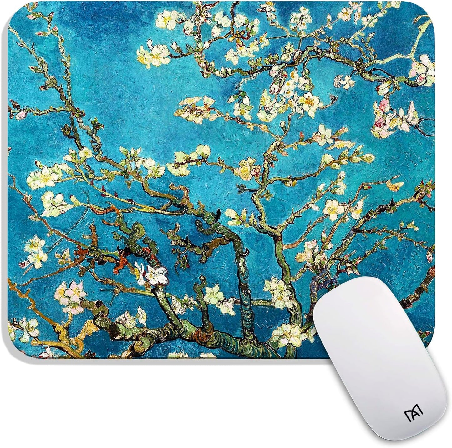 Square Mouse Pad Apricot Flower, Personalized Premium-Textured Custom Mouse Mat Design, Washable Mousepad Cloth, Non-Slip Rubber Base Computer Mouse Pads for Wireless Mouse