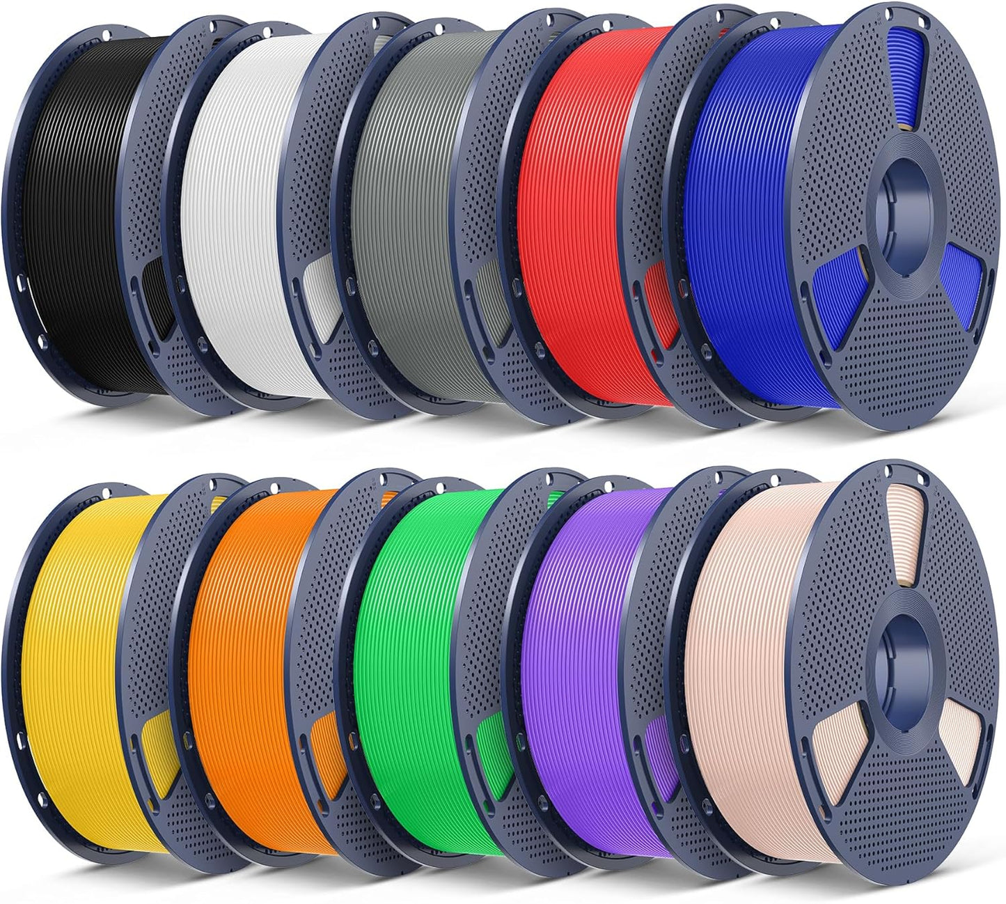 SUNLU PETG Filament 1.75mm 10KG Bundle,Individually Vacuum-Sealed,3D Printer Filament 1kg per Spool,10 Pack,10 Colors,Black+White+Grey+Red+Klein Blue+Yellow+Sunny Orange+Green+Lavender Purple+Beige