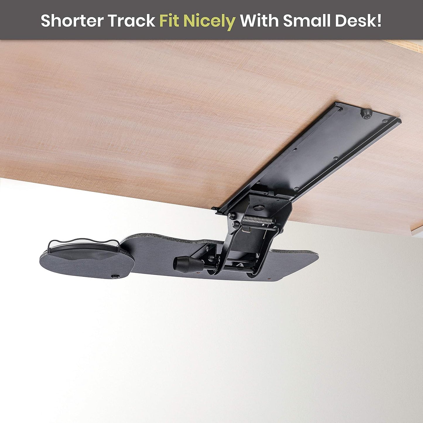 Under Desk Keyboard Tray, 27" x 11" Tray, 17.75" Track, One Knob Control, Undermount Sliding Computer Keyboard with Wrist Rest, Adjustable Height and ±15° Tilt