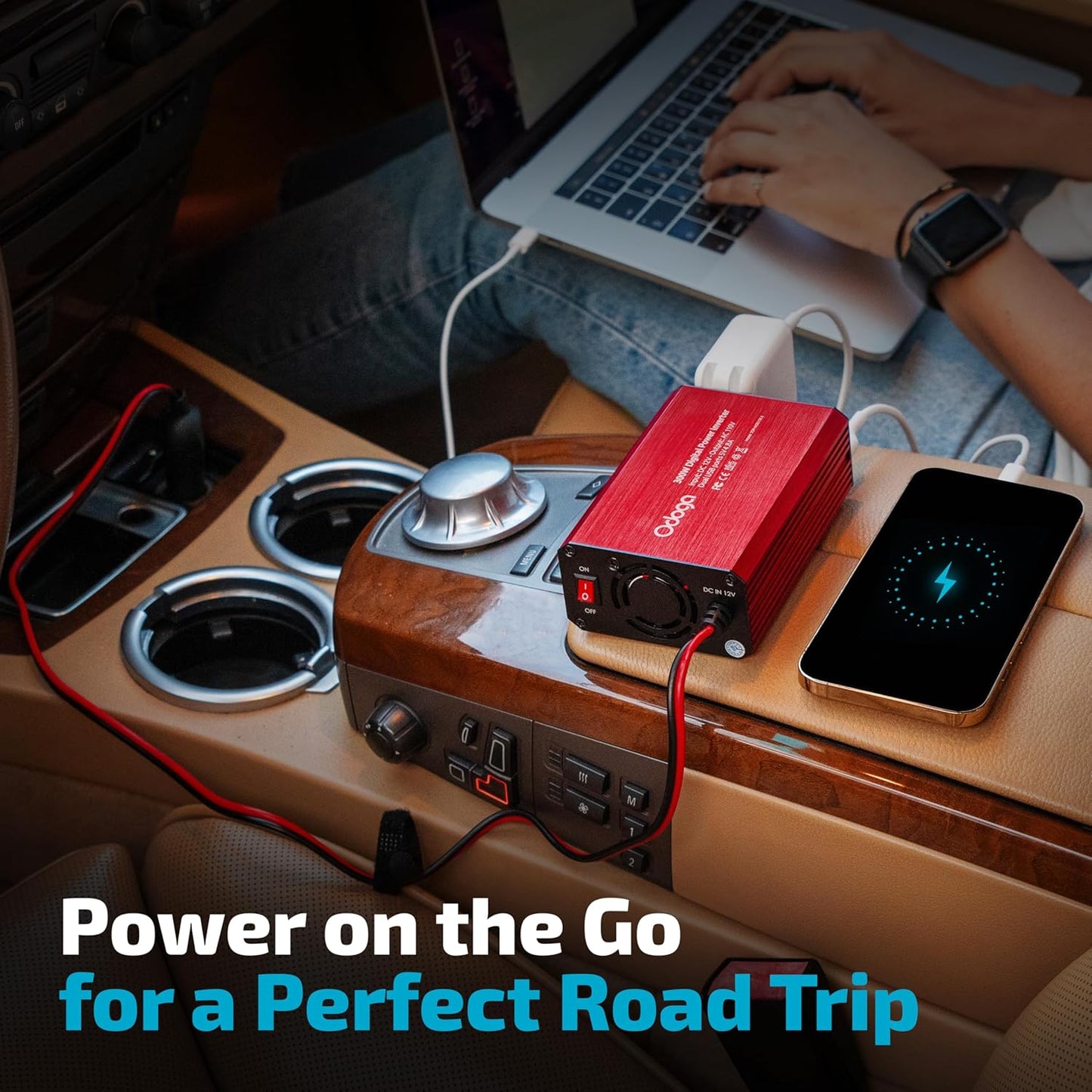 300W Car Power Inverter 12v DC to 110v AC – Car Adapter for Plug Outlet, DC to AC Converter, 4.8A Dual USB by Odoga