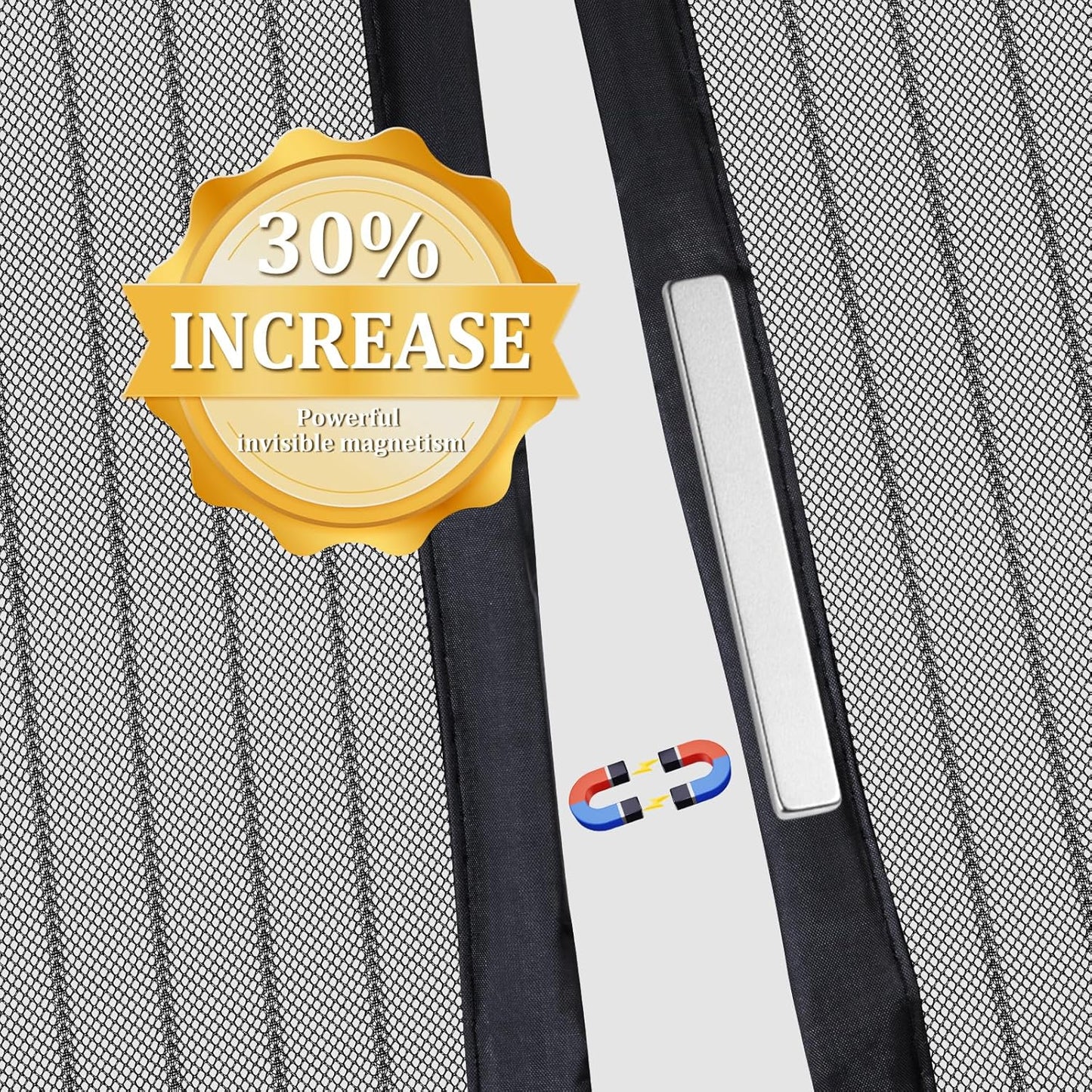 Magnetic Screen Door - Self Sealing, Heavy Duty, Hands Free Mesh Partition Keeps Bugs Out Let Breeze in- Pet and Kid Friendly - Keep Open Feature (Black, Fit Door Size 48 x 80 Inch)